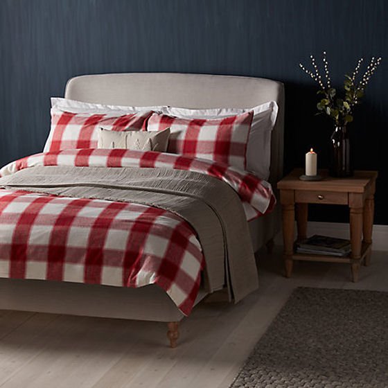 John Lewis bed linen in red brushed cotton check