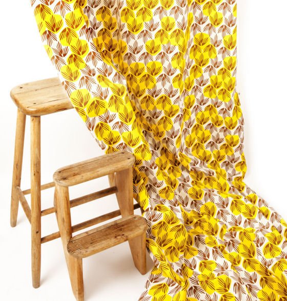 Frond fabric in Banana yellow by Sarah Waterhouse