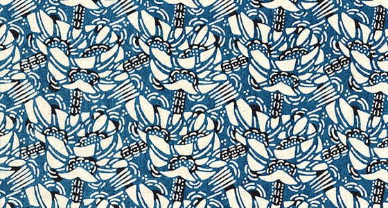 Indigo and black Katazome-shi paper design