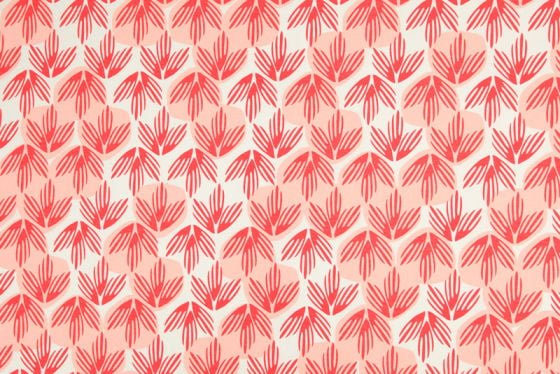 Graphic textile design - Frond - in pinks and red