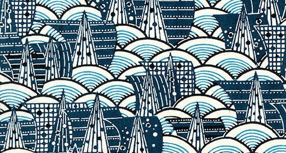 Graphic boats in shades of blue