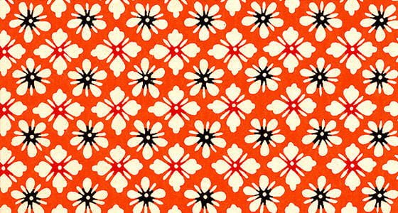 Geometric design of white flowers on orange