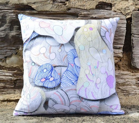Under the Sea cushion Abstract pastel cushion by Sara Phillips