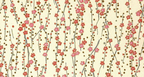 Pink blossoms on pale yellow