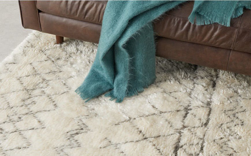 Wool Berber style cosy rug in cream and grey from MADE.com