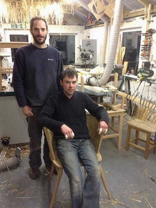 Kevin Gauld and Gareth Neal with the finished Brodgar chair