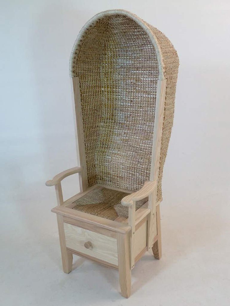 Hooded Orkney Straw-backed chair by Kevin Gauld of The Orkney Furniture Maker