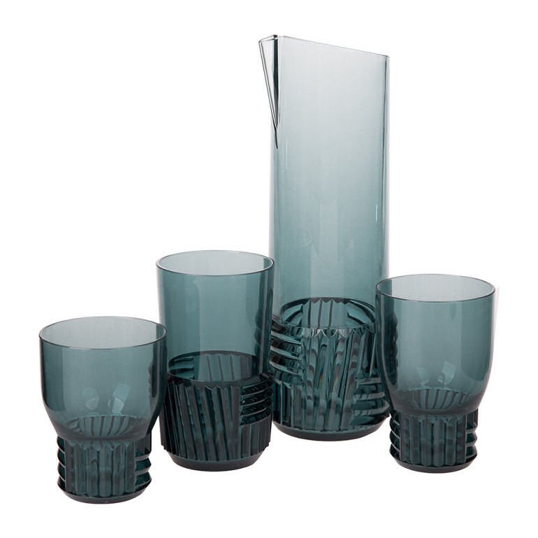 Kartell Trama Plastic Glasses and Pitchers for outdoor dining