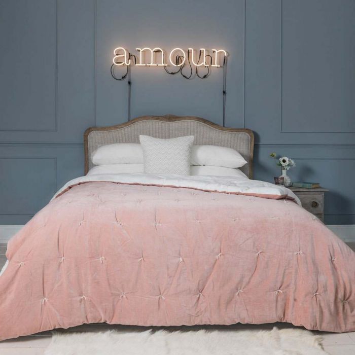 Graham & Green King Size Velvet Quilt in Rose Pink