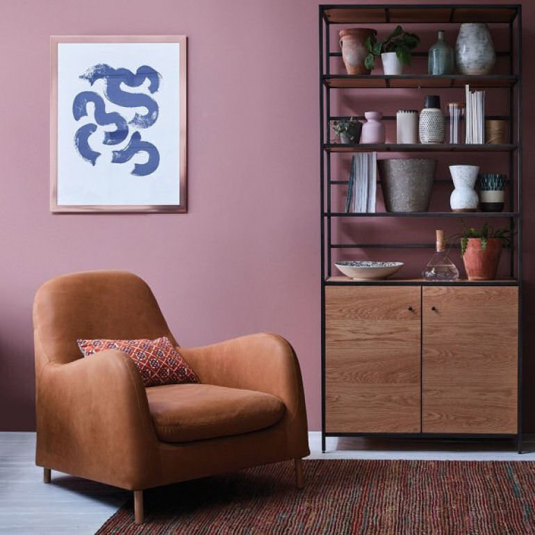 Habitat Patton oak and metal shelving unit for small spaces