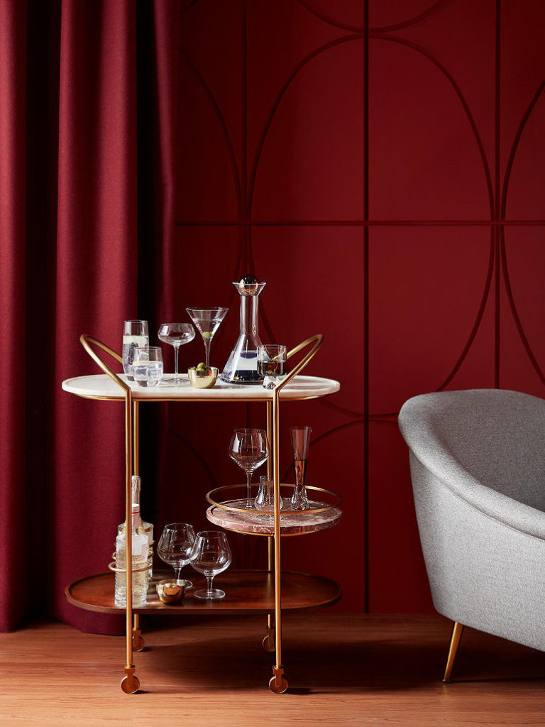 Swoon Raine Marble and Brass Bar Cart from John Lewis & Partners