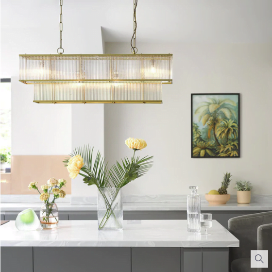 Pooky Odin brass and glass contemporary chandelier