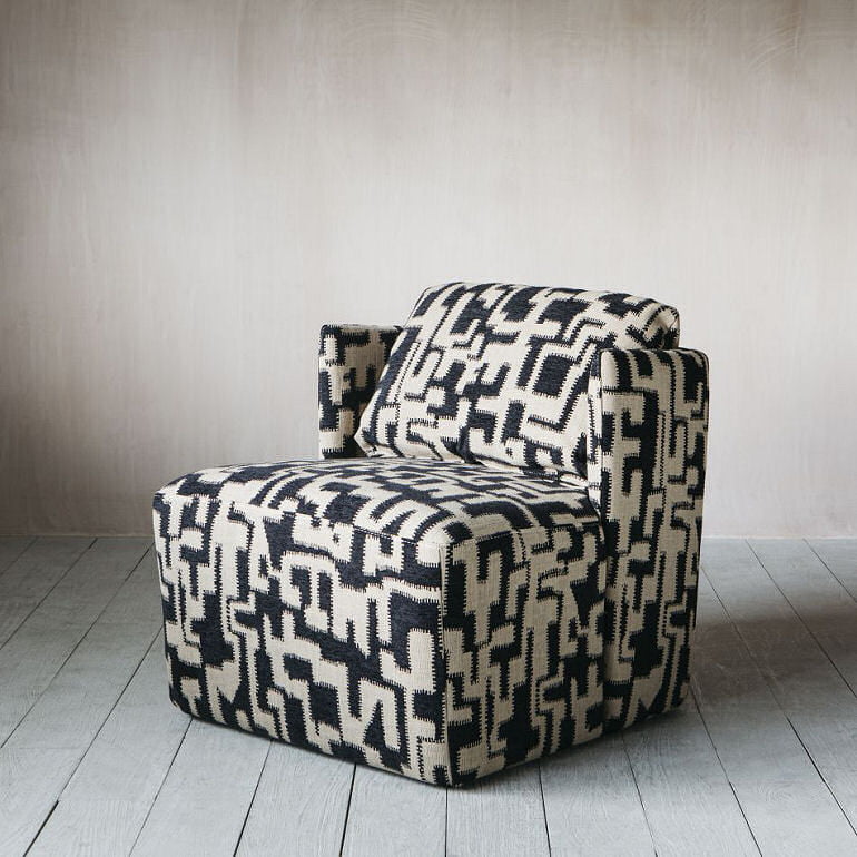 Graham & Green Vera statement armchair in bold monocrome print