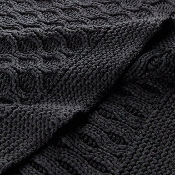 John Lewis Croft Collection Cotton Chain Knit Throw in charcoal grey