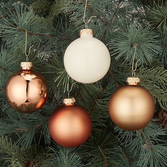 John Lewis Christmas tree decorations in shades of copper