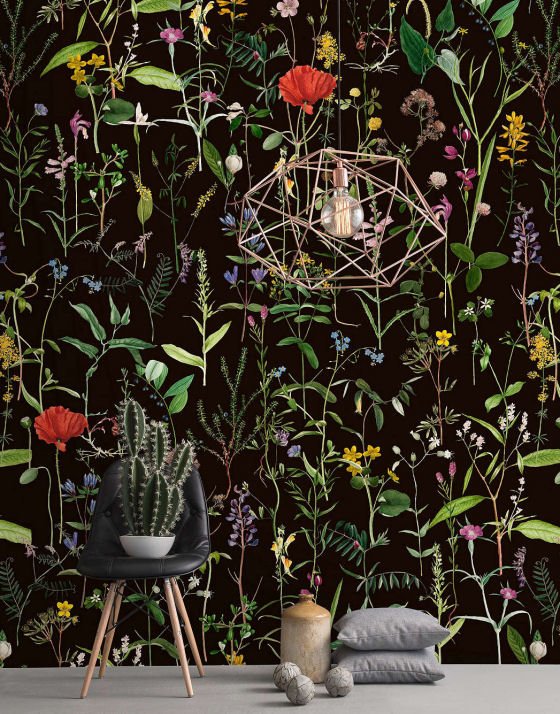 Dark floral wallpaper Aquafleur Wallpaper Set by MINDTHEGAP