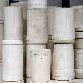 Tubes of raw clay waiting to be made into lights