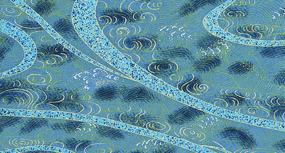 Abstract blue and turquoise paper design