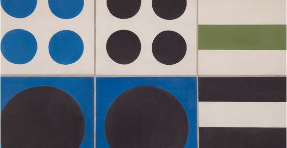 colourful geometric tiles from Vitti coffee table by MADE
