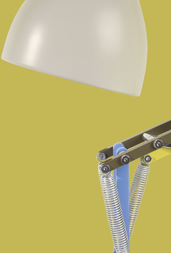 Detail of special edition Type75 Anglepoise lamp by Paul Smith