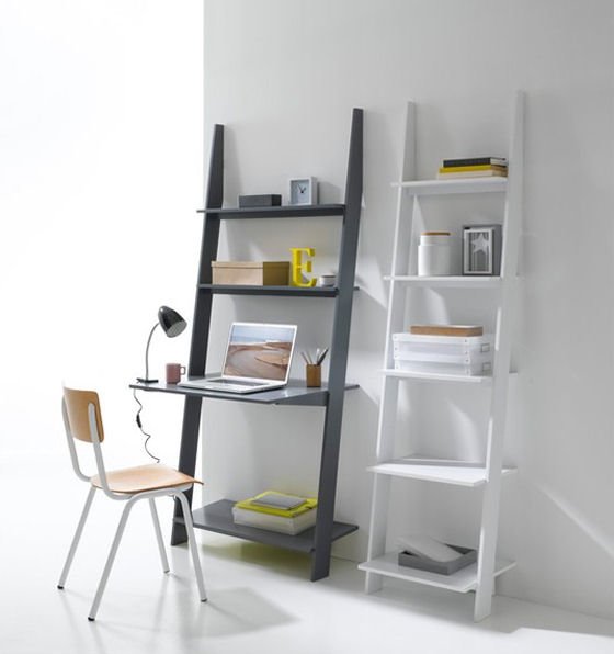 White Ladder Shelf and Grey Ladder Shelf/Desk from La Redoute