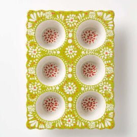 Folk Flora Muffin Pan Green and orange folk art inspired muffin pan