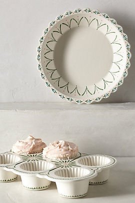 Anthropologie Maelle bone china pie dish and muffin pan