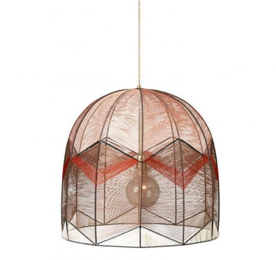 Yarn and steel frame lampshade by Alexandra Raben