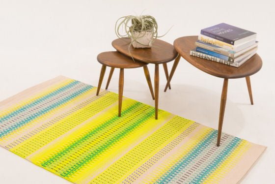 Angie Parker Wool Handwoven Rug Angie Parker Wool Handwoven Rug in yellow, cream and blue