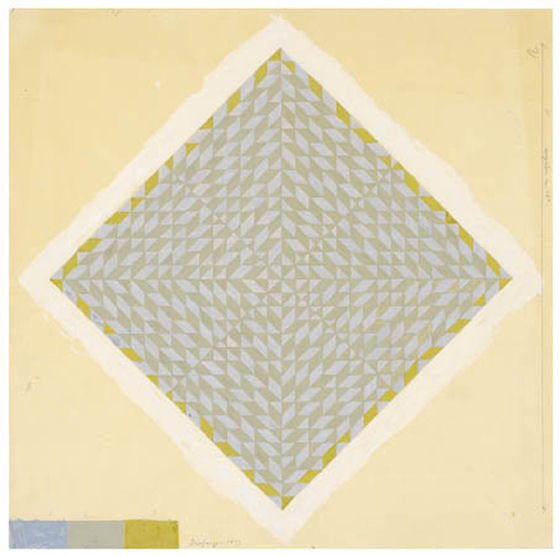 Anni Albers Study for Do V Anni Albers Study for Do V - pale gold background and diamond shaped centre with geometric detailing