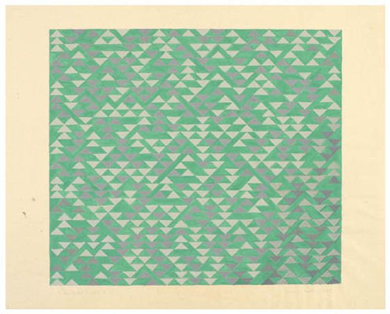 Anni Albers Study for Triadic II Anni Albers Study for Triadic II - green background and small white and grey triangles