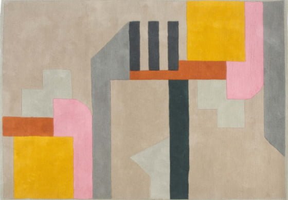 Contemporary colourful rug by Casa Estudio for MADE with geometric cityscape design