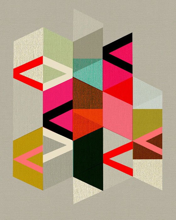 Atlas 39 by Inaluxe Modern geometric print composed of bright multicoloured blocks and triangles