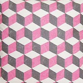 Balyan uphostery fabric Pink grey and white 3D cube geometric upholstery fabric Balyan by Osborned and Little