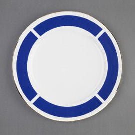 White dinner plate with blue border by Custhom