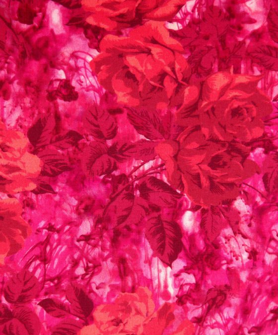 Rose textile design in red and pink
