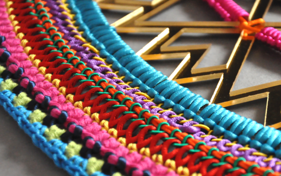 Multicoloured braided and crochet interiors accessory
