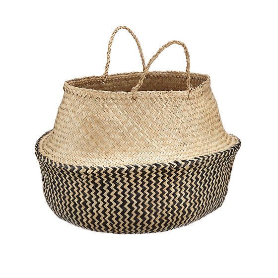 John Lewis Dakara Seagrass Storage Basket with momochrome zigzag pattern