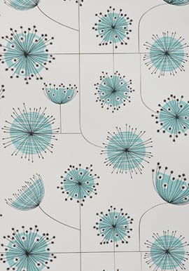 Dandelion Mobile Porcelain MissPrint Dandelion Mobile Wallpaper in blue and black on white background