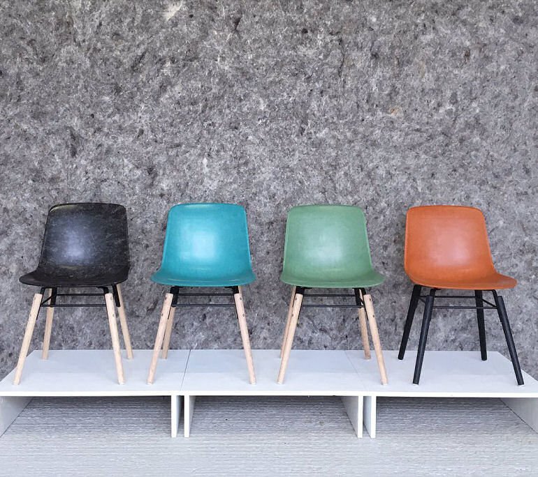 Solidwool Hembury chairs in grey, turquoise, green and orange