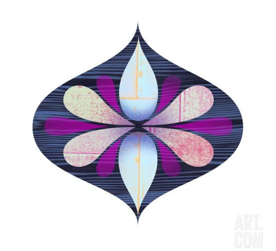 Droplet 09 Purple, blue and pink collage art print by Rex Ray