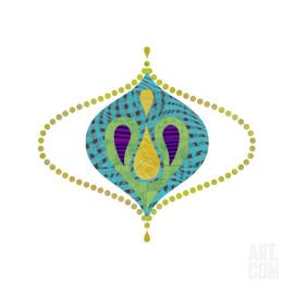 Droplet 11 Green, blue, yellow and purple intricate collage work - Droplet 11 by Rex Ray