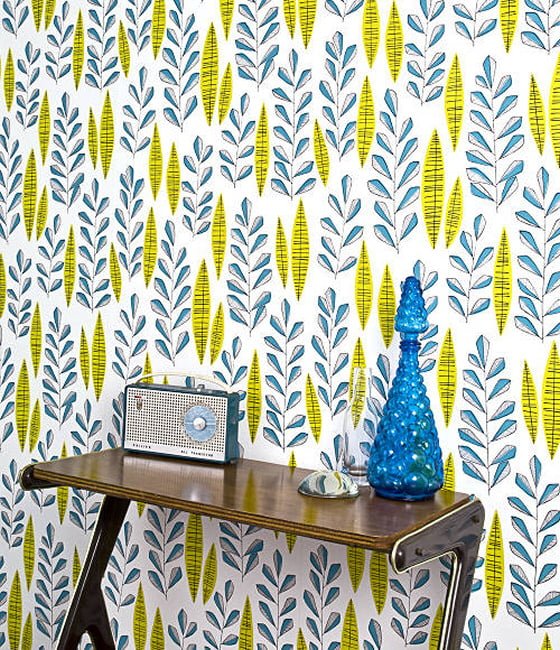 Garden City Wallpaper Blue and yellow MissPrint wallpaper in Garden City print