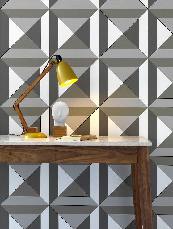 Genevieve Bennett Facet inlaid leather (yellow lamp on desk)