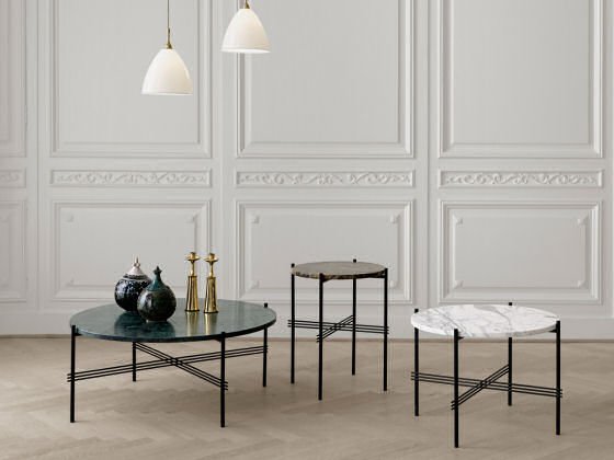 Gubi round TS marble coffee tables and side table in coloured marble
