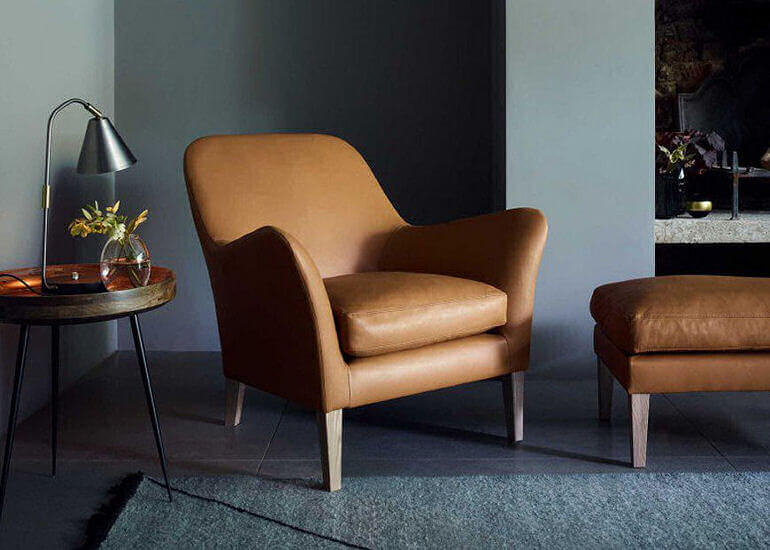 Wallis compact leather armchair for small spaces by Russell Pinch for Heal's