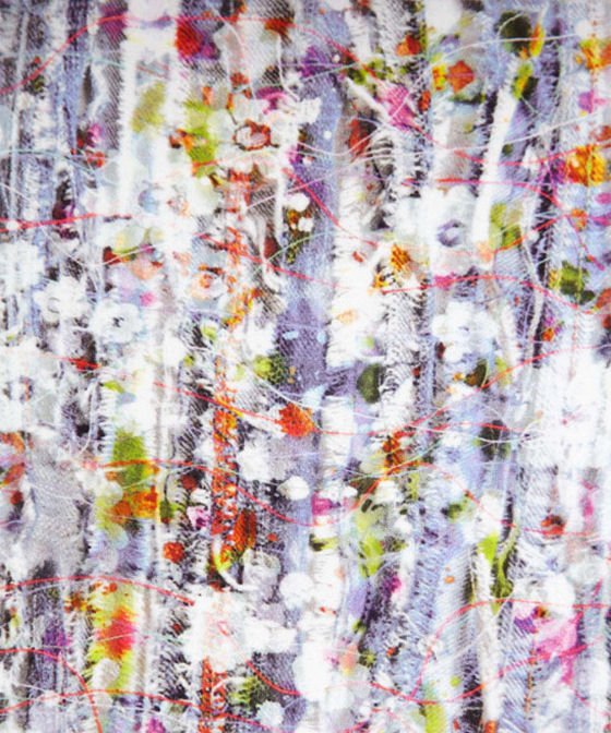 Abstract Liberty Tana lawn design based on distressed denim