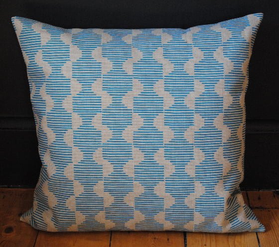 Hoof Sky Blue Linen Cushion with white background by Thorody