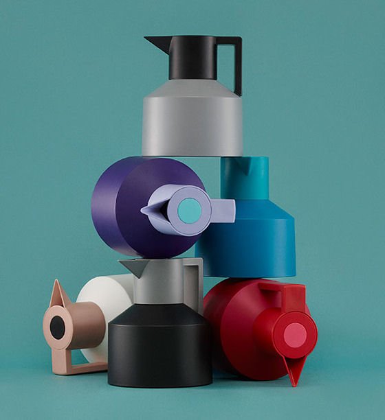 Normann Copenhagen Geo Vacuum Flasks INormann Copenhagen Geo Vacuum Flasks in grey, purple and blue