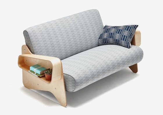 Eleanor Pritchard textiles x Isokon Plus Marcel Breuer Sofa in grey upholstery Eleanor Pritchard textiles x Isokon Plus Marcel Breuer Sofa in grey upholstery